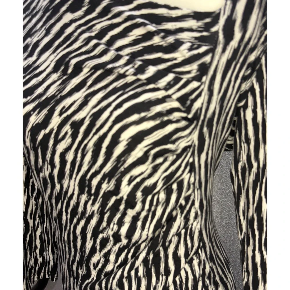 Pendleton Womens Black White Zebra Print Asymmetrical Neck Sheath Dress L
